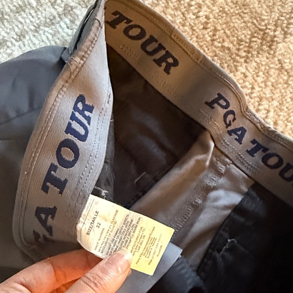 PGA Tour Men's Charcoal Flat Front Shorts - Picture 2 of 2